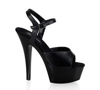 Pleaser KISS209/B/LE Sandales Femmes, Cuir Noir/Noir, 37 EU