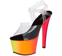 Pleaser Rainbow-308Uv, Semelle compensée et talons femme - multicolore - Multicolor (Clear), 39 EU