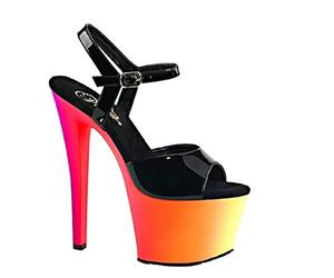 Pleaser Rainbow-309uv, Sandales Bout ouvert femme, - Mehrfarbig (Mehrfarbig (Blk Pat/Neon Multi)), 37 EU
