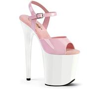 Pleaser Sandales Flamingo-809 à bride de cheville pour femme, Rose layette verni/blanc, 38 EU