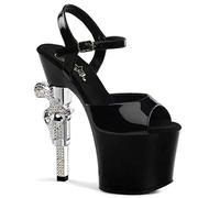 Pleaser Sandales Revolver-709/B/M pour femme avec talon, Noir, 40 EU