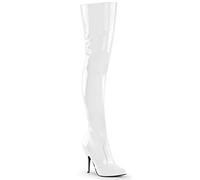 Pleaser Seduce-3010 Bottes classiques pour femme, Aspect cuir verni blanc., 38 EU