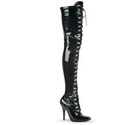 Pleaser SEDUCE-3024, Bottes Classiques femme, Noir - Nero (Blk Str Pat), 46 EU (13 Damen UK)