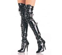 Pleaser Seduce-3028, Bottes non doublées arrivant au dessus du genou femme, Noir (Blk Str Pat), 39 EU