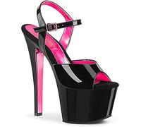 Pleaser SKY-309TT Blk Pat/Blk-Neon H. Pink UK 6 (EU 39)