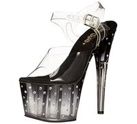 Pleaser Stardust 708T - Sandales Plateforme Femme - Transparent (Clr/Blk Clr) - 36 EU