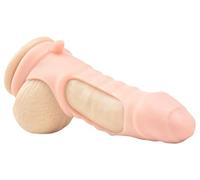 PleasureBox Anneau pénien à manche côtelé pour stimulation supplémentaire, couleur chair