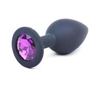 PleasureBox Plug anal en silicone avec pierres précieuses Bijoux de corps unisexe, Violet, Large