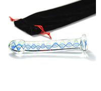PleasureBox Sex Toy Gode en verre Sensuel Massage de prostate, 17.5 cm, Bleu Twizzle