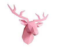 Pleayietoopiatiey Tête de cerf Décoration murale moderne à suspendre Statue de cerf Rose