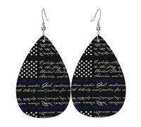 Pledge Of Allegiance Boucles d'oreilles en cuir avec pendentif en forme de goutte d'eau | Boucles d'oreilles légères et polyvalentes | Convient pour les trajets quotidiens et les rendez-vous galants