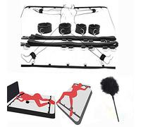 PLEETS Nylon lit Yoga Mains et Pieds Sangles, Anneau Sangle Plumes Noires, idéal pour Les Couples Chambre