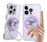 Plehood Anneau magnétique Fin pour téléphone, béquille Ultra Fine Compatible avec Boucle de Doigt, Anneau de Support pour téléphone Mag Safe iPhone 16/15/14/13/12 (Coque Violet)