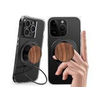 Plehood Anneau magnétique Fin pour téléphone, béquille Ultra Fine Compatible avec Boucle de Doigt, Anneau de Support pour téléphone Mag Safe iPhone 16/15/14/13/12 (Bois de Noyer)