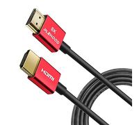 Plehood Câble HDMI 2.1 - Fin - 48 Gbit/s - 8K à 60 Hz, 4K à 120 Hz, HDR dynamique, eARC, Dolby Vision, compatible avec GH5S, NS, 8K UHD, PS5, Rouge, 1 m