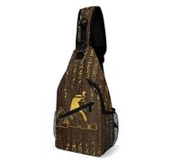 Plein Air Sac Triangle Sphinx Égyptien Doré Et Hiéroglyphes Sling Sac De Poitrine Polyester Crossbody Bag Pour Courir, Vélo, Voyage