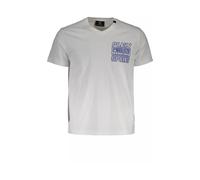Plein Sport, Homme, Tops, Blanc, Taille: XL T-Shirt Blanc en Coton à Manches Courtes et Col en V