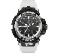 Plein Sport Montre analogique à quartz numérique pour homme Combat Silicone, Argenté/blanc - Psnba0223, lanière