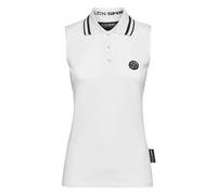 Plein Sport - Polo sans manches à imprimé griffe - Femme - Tops - Blanc - Taille: 38 FR