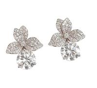 Plein trèfle percé Loop Diamond boucles d'oreilles, boucles d'oreilles en cuivre exquis Broken Diamond, accessoires de banquet de luxe léger, lieu de travail, dîner de gala de rencontres, vent doux