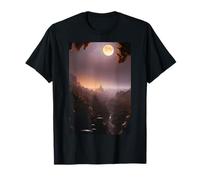 Pleine Lune Mystique au-Dessus de l'art Fantastique de l'IA numérique de Red Rock Valley T-Shirt