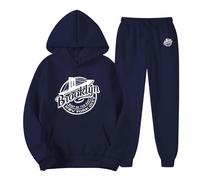 Pleine Polaire d'Hiver Imprimer des Lettres Hommes Automne et Hiver Sweat-shirt Mode Lâche personnalité Manches Longues Ensemble Sport Décontracté Tout l'Hiver, Marine militaire., XXXL