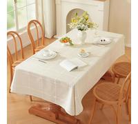 Plenmor Nappe Rectangulaire Blanche 135 x 250 cm, Nappe Lin Nappes Tissu pour Salle à Manger,Exterieur,Picnic,Anniversaire,Automne,Noel,Halloween