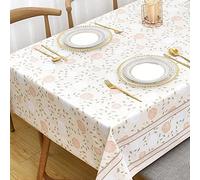 Plenmor Nappe Rectangulaire Plastique, Nappe Plastique Toile Cirée Rectangulaire Nappe Boheme pour Décoration de Table à Manger de Cuisine (Couleur Rose, 215x137cm)