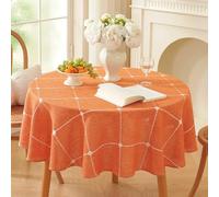 Plenmor Nappe Ronde Orange150 cm, Nappe Lin Nappes Tissu pour Salle à Manger,Exterieur,Picnic,Anniversaire,Automne,Noel,Halloween