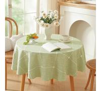 Plenmor Nappe Ronde Vert 150 cm, Nappe Lin Nappes Tissu pour Salle à Manger,Exterieur,Picnic,Anniversaire,Automne,Noel,Halloween