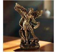 PlentifulHome Statue d'archange Michael - Statue de Saint Michael en résine effet bronze - Sculpture d'ange gardien catholique - Décoration religieuse pour la maison, la salle de prière ou le bureau