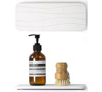 Plentio Plateau de salle de bain en diatomite à séchage rapide, porte-savon et porte-brosse à dents, organiseur d'évier en pierre absorbant l'eau, blanc