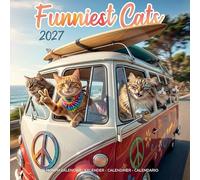Plenty Gifts Calendrier 2027 - Calendrier mural Funniest Cats Studio - Calendrier mensuel - 16 mois - 30 x 30 cm