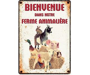 plenty gifts Plaque métal Vintage Bienvenue dans Notre Ferme animalière