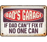 Plenty Gifts Plaque personnalisée - Dad's Garage - Plaque décorative métallique pour Garage - Format A4-21x29,7cm
