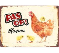 Plenty Gifts Plaque personnalisée - Kippen - Plaque décorative pour passionnés de Poules - Version néerlandaise - 14,8x21cm