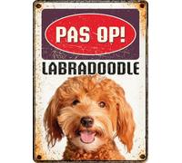 Plenty Gifts Plaque personnalisée - Labradoodle - Plaque Murale décorative en métal - Version néerlandaise - 14,8x21cm