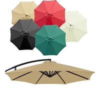 Plerile Auvent De Rechange pour Parasol 6 Baleines/8 Baleines, 3.0m Toile De Rechange pour Parasol Droit Ou Déporté, Housse De Anti-UV Rechange pour Parasol(Couleur:Kaki,Taille:300cm 6-Ribs)