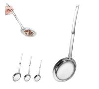 Pleteffect Colander,Filter Scoop Stainless Steel Fat Skimmer Spoon Fine Mesh Strainer Food Strainer with Ergonomic Handl,Metal Slotted Spoon,For Kitchen Baking Oil Filter Flour Sifter (S)