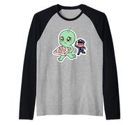 Pleurer Alien Pizza Thief Police Chase Manche Raglan