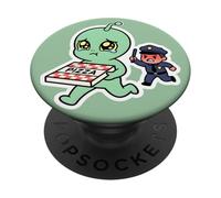 Pleurer Alien Pizza Thief Police Chase PopSockets PopGrip Adhésif