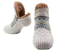 PLGMAUYT Chaussette Chausson Chaussettes De Pantoufles De Ménage Intérieures pour Hommes Et Femmes Tricotés en Toison pour Le Tapis De Sol Et Sommeil-gris-46-48