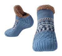PLGMAUYT Chaussette Chausson Chaussettes De Pantoufles De Ménage Intérieures pour Hommes Et Femmes Tricotés en Toison pour Le Tapis De Sol Et Sommeil-bleu-46-48