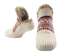 PLGMAUYT Chaussette Chausson Chaussettes De Pantoufles De Ménage Intérieures pour Hommes Et Femmes Tricotés en Toison pour Le Tapis De Sol Et Sommeil-blanc-46-48