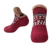 PLGMAUYT Chaussette Chausson Chaussettes De Pantoufles De Ménage Intérieures pour Hommes Et Femmes Tricotés en Toison pour Le Tapis De Sol Et Sommeil-rouge-46-48