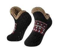 PLGMAUYT Chaussette Chausson Chaussettes De Pantoufles De Ménage Intérieures pour Hommes Et Femmes Tricotés en Toison pour Le Tapis De Sol Et Sommeil-noir-46-48