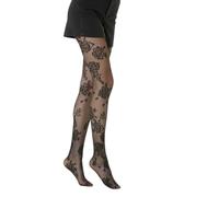 PLH PrettyLoveHose Collant Voile Noir Jacquard Motif Fleur Big Rose