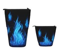Pliable Pochette Flamme Bleue Plumier Multifonction Sac À Crayons Multicolore Trousse Scolaire Pour Cadeau, Fille, Scolaires