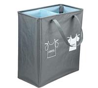 Pliable Sac À Linge Paniers De Rangement À Deux Compartiments, Panier À Linge Sale En Coton Et Lin Pliable, Seau À Linge Sale Imperméable, Panier À Linge Domestique 26 * 50 * 55Cm (1 Pièce)-Gris