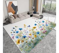 Pliable Tapis Aquarelle Florale de rêve Modèle pour Salon 160 x 230cm, Rug D'éveil Lavables avec Dos Antidérapant Tapis à Poils Courts pour Salle à Manger Bureau Filles Garçons